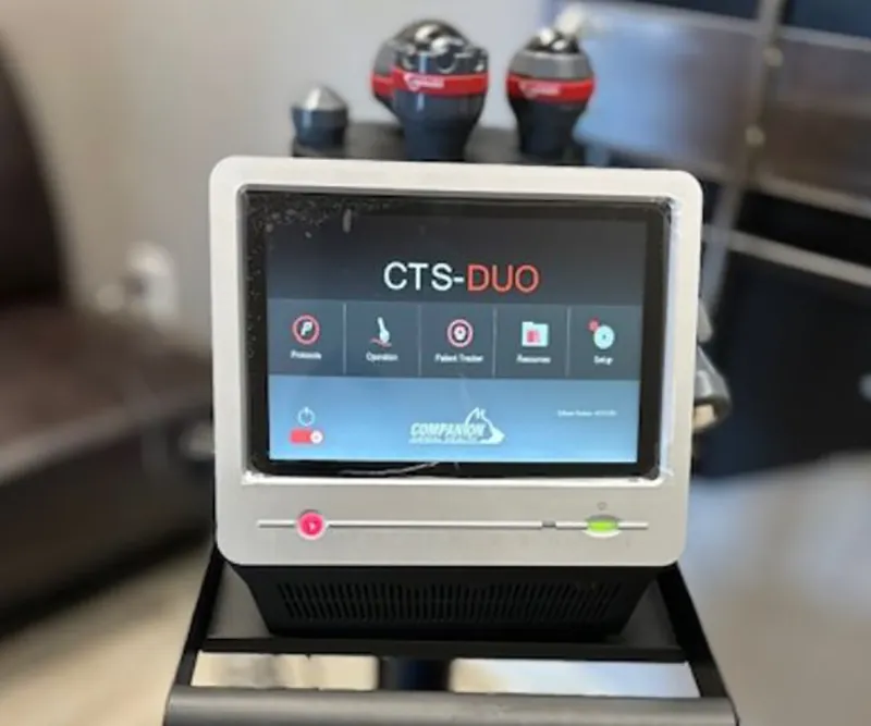 Close up of a veterinary cold laser therapy device